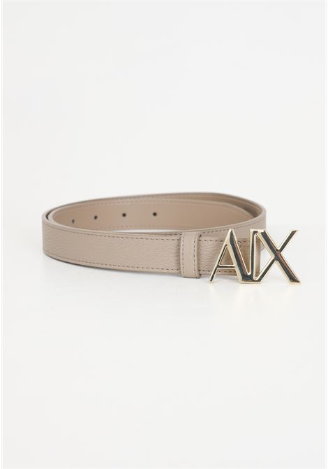 Beige women's belt with metal buckle with three-dimensional letter ARMANI EXCHANGE | 9411252F74509752